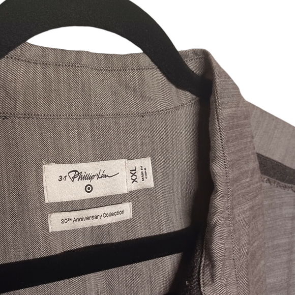 3.1 PHILLIP LIM Gray Marled Print Button Front Long Sleeve Colorblock Shirt XXL - Picture 2 of 7